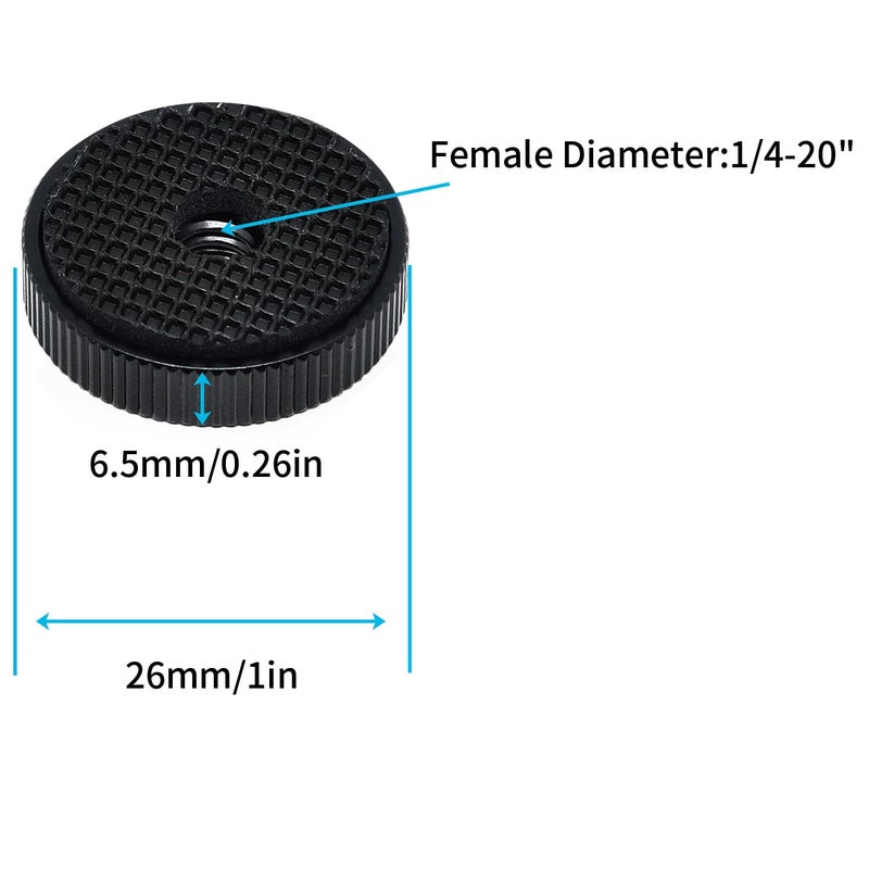 Surf turtle 1/4"-20 Flat Knurled Nut 4 Pcs Aluminum Alloy Female Thumb Wheel Lock Nut - Image 2